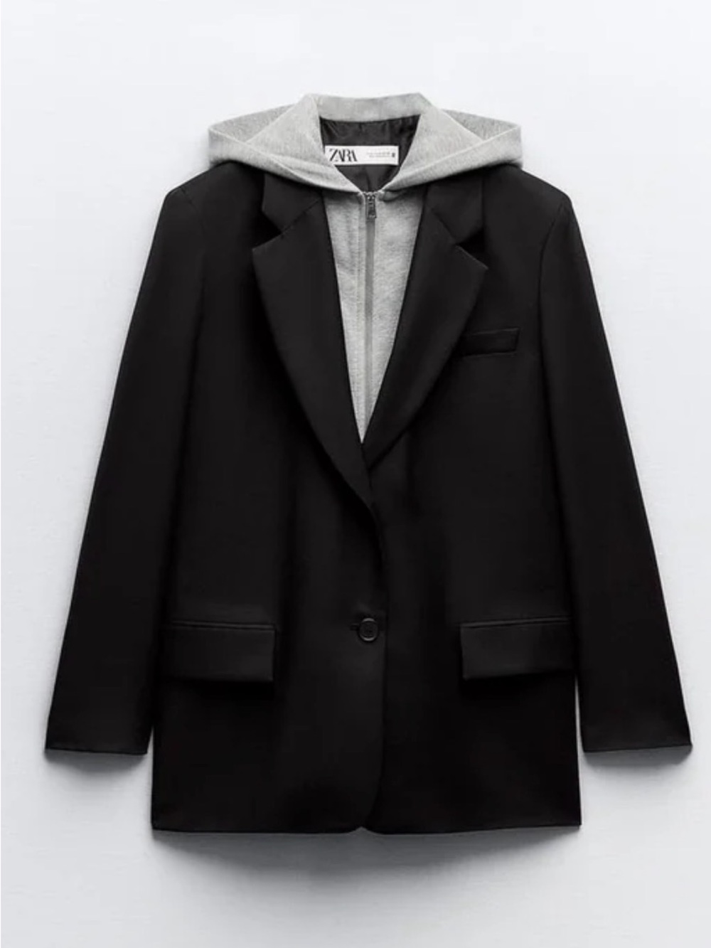 Zara you Black Blazer with Gray Hooded Insert